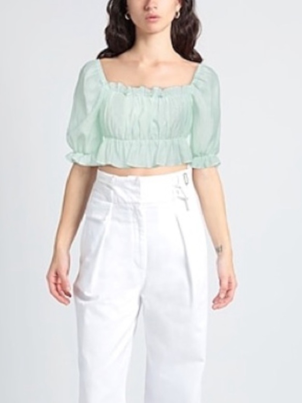 NWT Glamorous Mint Puff Sleeve Crop Top